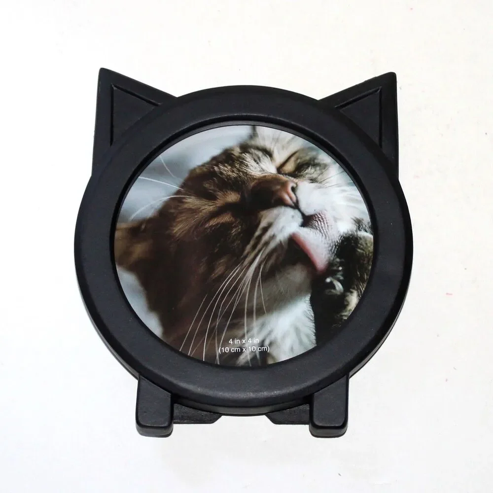 Isaac Jacobs Photo Frame Black Cat Ears modern round fun pet